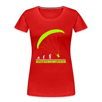 Gleitschirmfliegen Evolution - Frauen Premium Bio T-Shirt - Rot - Vorne - Mia (176cm)