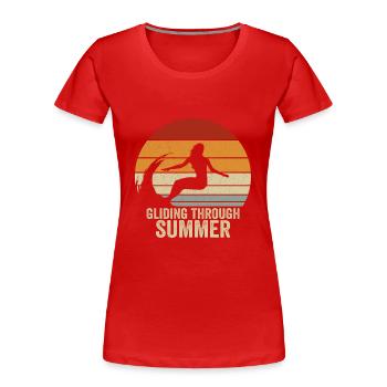 Surf durch den Sommer Vintage Surfing Girl - Frauen Premium Bio T-Shirt - Rot - Vorne - Mia (176cm)