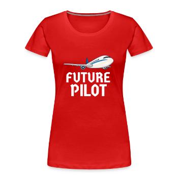 Pilot Aviation Airplane Airline Future Pilots - Women's Premium Organic T-Shirt - red - Front - Mia (176cm)