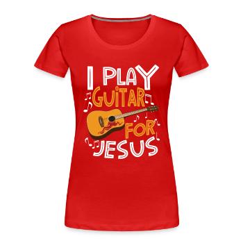 Guitar Player Jesus Guitar Jesus Guitar Player - Frauen Premium Bio T-Shirt - Rot - Vorne - Mia (176cm)