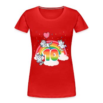 10ème anniversaire Dabbing Llama Licorne Paresseux | dixième - T-shirt bio Premium Femme - rouge - Devant - Mia (176cm)