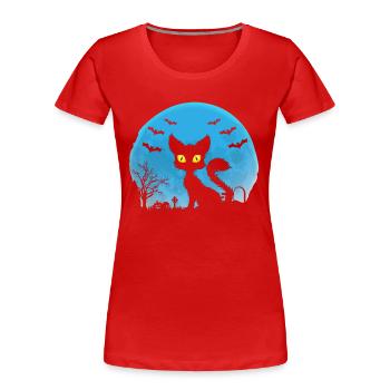 Spooky Shadow Pussycat Halloween Costumé Fête - T-shirt bio Premium Femme - rouge - Devant - Mia (176cm)