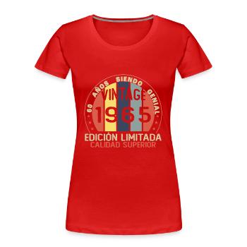 60 Année 1965 Vintage Rétro Anniversaire - T-shirt bio Premium Femme - rouge - Devant - Mia (176cm)