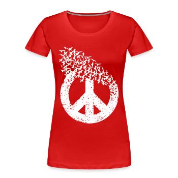 Signe de paix Colombes de la liberté - T-shirt bio Premium Femme - rouge - Devant - Mia (176cm)