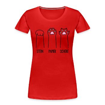 Stein Papier Schere Katze Pfote Spiel Katzenpfoten - Frauen Premium Bio T-Shirt - Rot - Vorne - Mia (176cm)