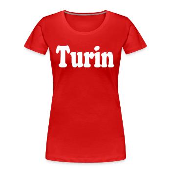 turin - Frauen Premium Bio T-Shirt - Rot - Vorne - Mia (176cm)