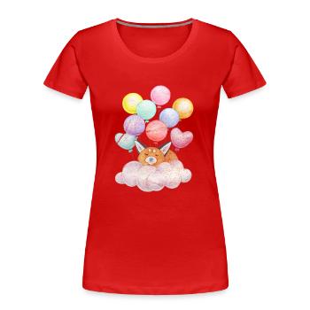 Träumender Fuchs auf Wolke mit Ballons - Frauen Premium Bio T-Shirt - Rot - Vorne - Mia (176cm)
