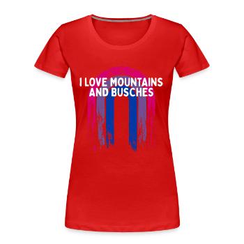 I Love Mountains and Busches Bisexual LGBTQ Bi - Frauen Premium Bio T-Shirt - Rot - Vorne - Mia (176cm)