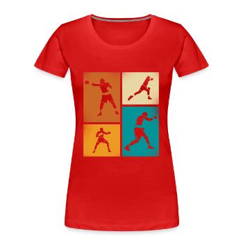 Art de la silhouette de boxe rétro - T-shirt bio Premium Femme - rouge - Devant - Mia (176cm)