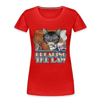 Verbrechen CAT- Breaking the Law - Frauen Premium Bio T-Shirt - Rot - Vorne - Mia (176cm)