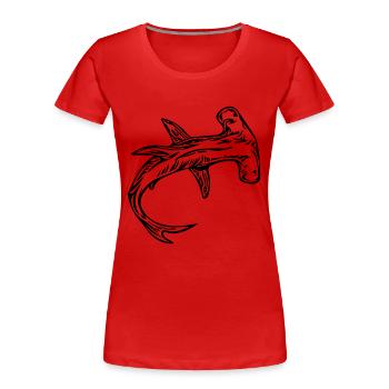 Vintage Retro Hammerhead Shark Vector - Women's Premium Organic T-Shirt - red - Front - Mia (176cm)