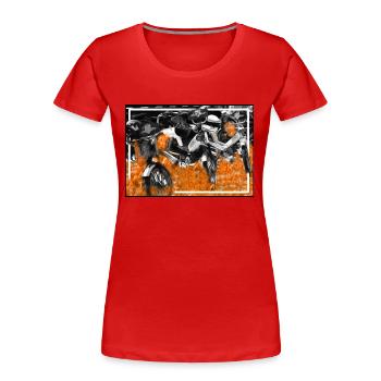 Mofa Liebe mit Feuer und Flammen. - Frauen Premium Bio T-Shirt - Rot - Vorne - Mia (176cm)
