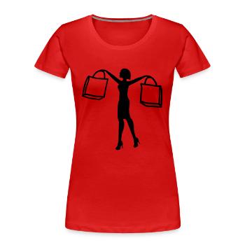 Woman Shopping - Women's Premium Organic T-Shirt - red - Front - Mia (176cm)