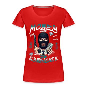 Syndicat de l’argent - T-shirt bio Premium Femme - rouge - Devant - Mia (176cm)