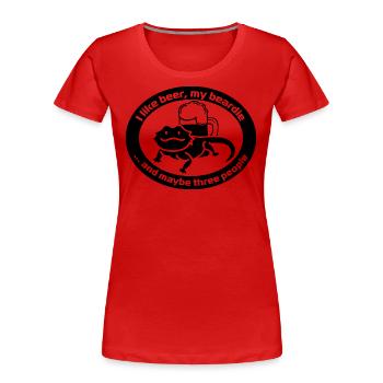 J'aime la bière mon barbu et peut-être trois personnes - T-shirt bio Premium Femme - rouge - Devant - Mia (176cm)