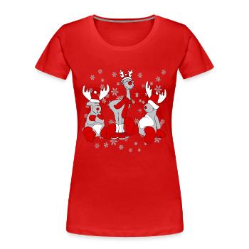 Weihnachts Elche - Frauen Premium Bio T-Shirt - Rot - Vorne - Mia (176cm)