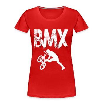 bmx race vélo cycliste rider trick - T-shirt bio Premium Femme - rouge - Devant - Mia (176cm)