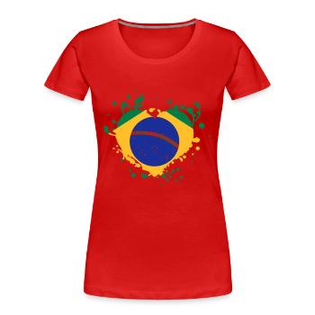 brasilien Flagge Herz-Spiele - Frauen Premium Bio T-Shirt - Rot - Vorne - Mia (176cm)