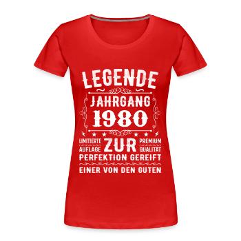 Legend - Millésime 1980 - Affiné à la perfection - T-shirt bio Premium Femme - rouge - Devant - Mia (176cm)