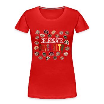 Celebrate Diversity - celebrate diversity - Women's Premium Organic T-Shirt - red - Front - Mia (176cm)