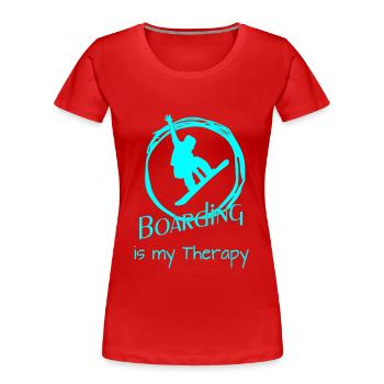 Boarding is my Therapy - Frauen Premium Bio T-Shirt - Rot - Vorne - Mia (176cm)