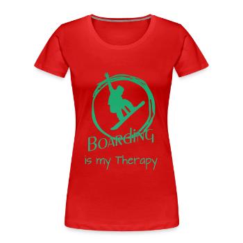 Boarding is my Therapy - Snowboard -Boarden - Frauen Premium Bio T-Shirt - Rot - Vorne - Mia (176cm)