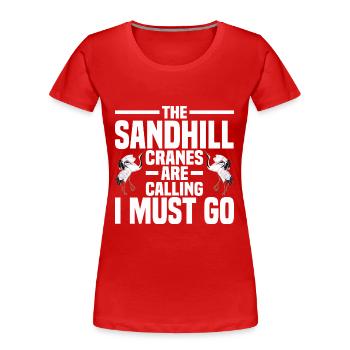 Kanadischer Kranich - Frauen Premium Bio T-Shirt - Rot - Vorne - Mia (176cm)