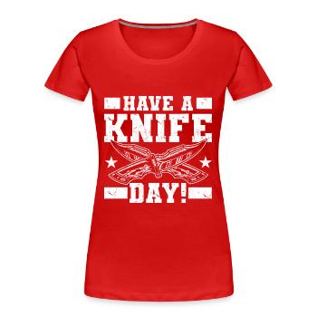Messer Sammeln - Frauen Premium Bio T-Shirt - Rot - Vorne - Mia (176cm)
