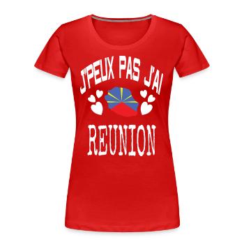 cadeau drole drapeau carte ile de la reunion 974 - T-shirt bio Premium Femme - rouge - Devant - Mia (176cm)