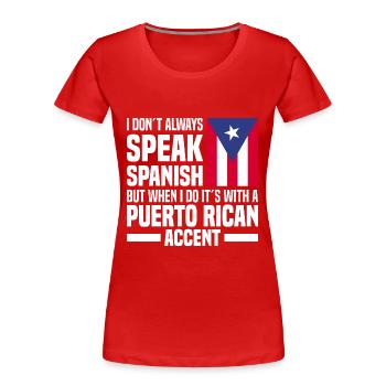 Puerto Rico | Puerto Ricaner Flagge Geschenkideen - Frauen Premium Bio T-Shirt - Rot - Vorne - Mia (176cm)