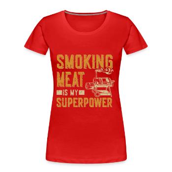 Fleisch Räuchern - Frauen Premium Bio T-Shirt - Rot - Vorne - Mia (176cm)