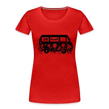 Flower Power Bus - Women's Premium Organic T-Shirt - red - Front - Mia (176cm)