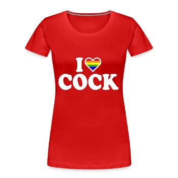 I love cock - T-shirt bio Premium Femme - rouge - Devant - Mia (176cm)