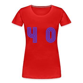 40. 40 YEARS. 40th ANNIVERSARY. 40TH ANNIVERSARY. - Women's Premium Organic T-Shirt - red - Front - Mia (176cm)