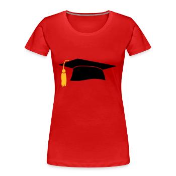 Toque Universitaire - T-shirt bio Premium Femme - rouge - Devant - Mia (176cm)