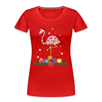 flamingo xmas. christmas gift - Women's Premium Organic T-Shirt - red - Front - Mia (176cm)