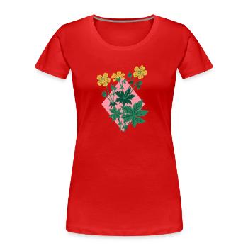 Pflanze mit rosa Raute - Frauen Premium Bio T-Shirt - Rot - Vorne - Mia (176cm)