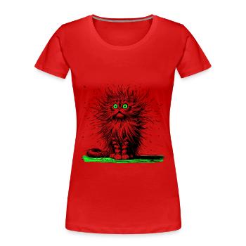 Chat, Bande Dessinée, Drôle, Drôle - T-shirt bio Premium Femme - rouge - Devant - Mia (176cm)