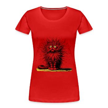 chat drôle, rire, rire - T-shirt bio Premium Femme - rouge - Devant - Mia (176cm)