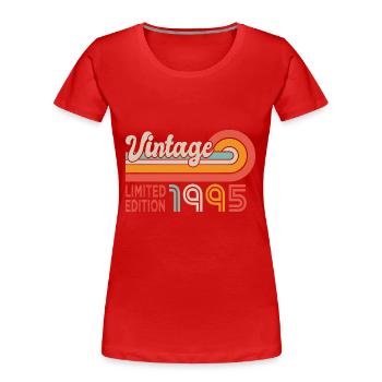 1995 anniversaire Né en 1995 - T-shirt bio Premium Femme - rouge - Devant - Mia (176cm)