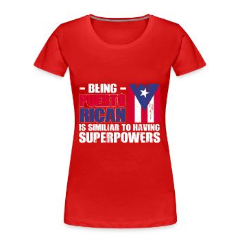 Puerto Rico Flagge | Puerto Ricaner Geschenkideen - Frauen Premium Bio T-Shirt - Rot - Vorne - Mia (176cm)