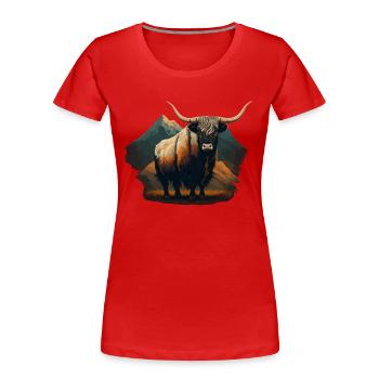 Vache Yak - T-shirt bio Premium Femme - rouge - Devant - Mia (176cm)