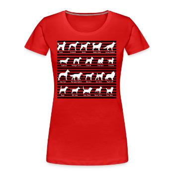 Dog breed names - Women's Premium Organic T-Shirt - red - Front - Mia (176cm)