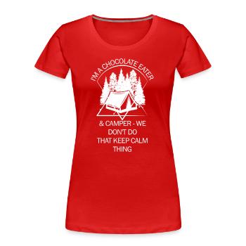 Tent Camping Camper Scout Bivouac - Women's Premium Organic T-Shirt - red - Front - Mia (176cm)