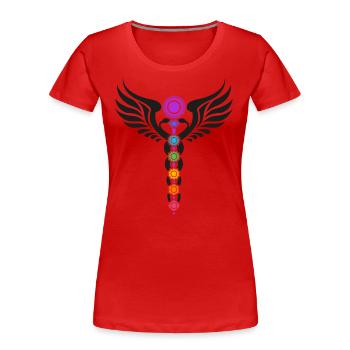 Kundalini, Chakras, Winged Serpent, Cosmic Energy - T-shirt bio Premium Femme - rouge - Devant - Mia (176cm)