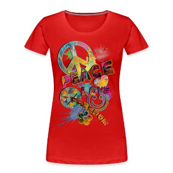 Faites l'amour pas la guerre - T-shirt bio Premium Femme - rouge - Devant - Mia (176cm)