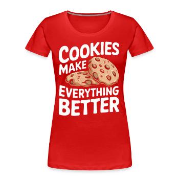 Cookies Biscuits Biscuits Biscuits Chocolat - T-shirt bio Premium Femme - rouge - Devant - Mia (176cm)