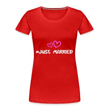 Coeur de mariage juste marié - T-shirt bio Premium Femme - rouge - Devant - Mia (176cm)
