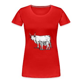 Vache avec veau - T-shirt bio Premium Femme - rouge - Devant - Mia (176cm)