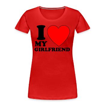 J’aime ma petite amie - coeur - T-shirt bio Premium Femme - rouge - Devant - Mia (176cm)